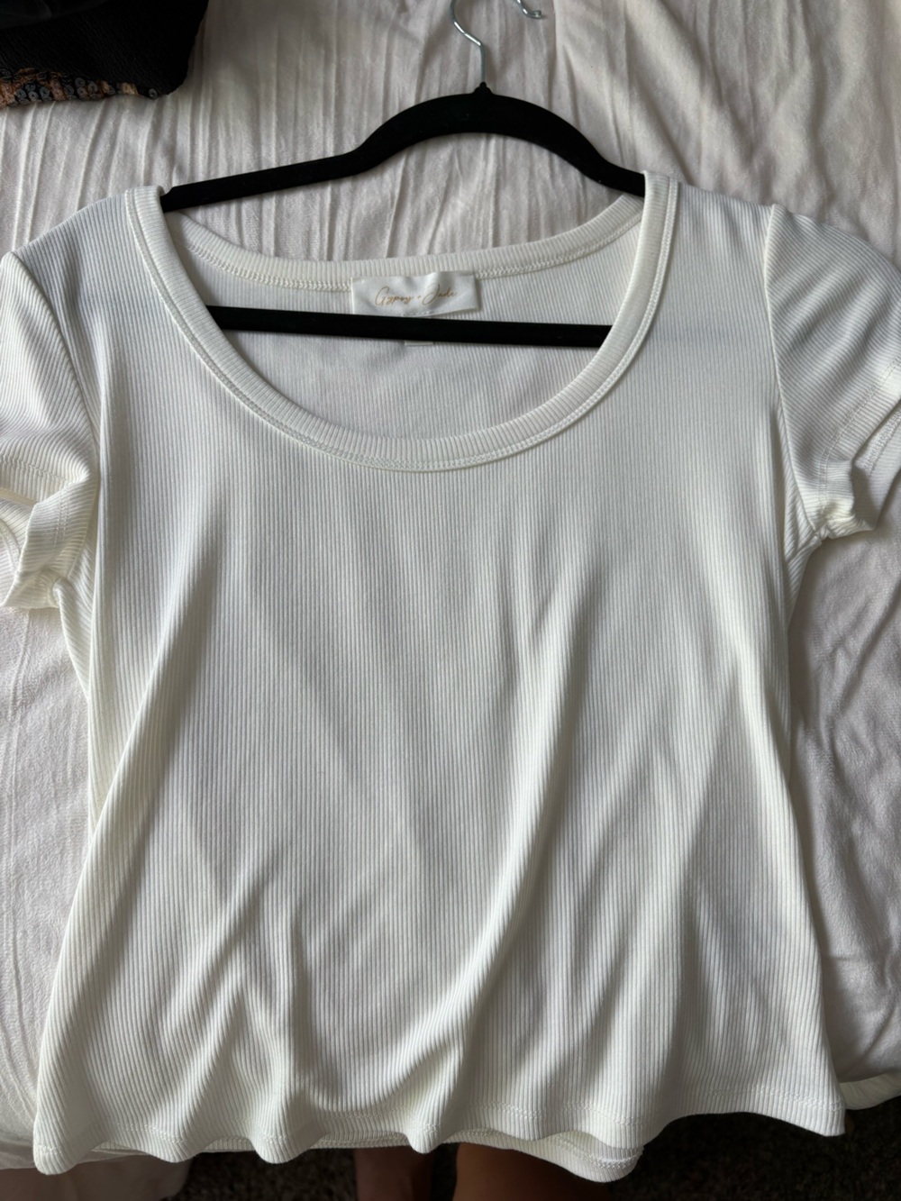 White Ribbed Tee Shirt